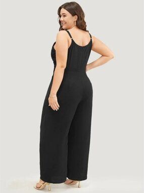 BloomChic Black Lace Bodice Cami Jumpsuit Women's 18/20 Plus Size Wide Leg NWOT